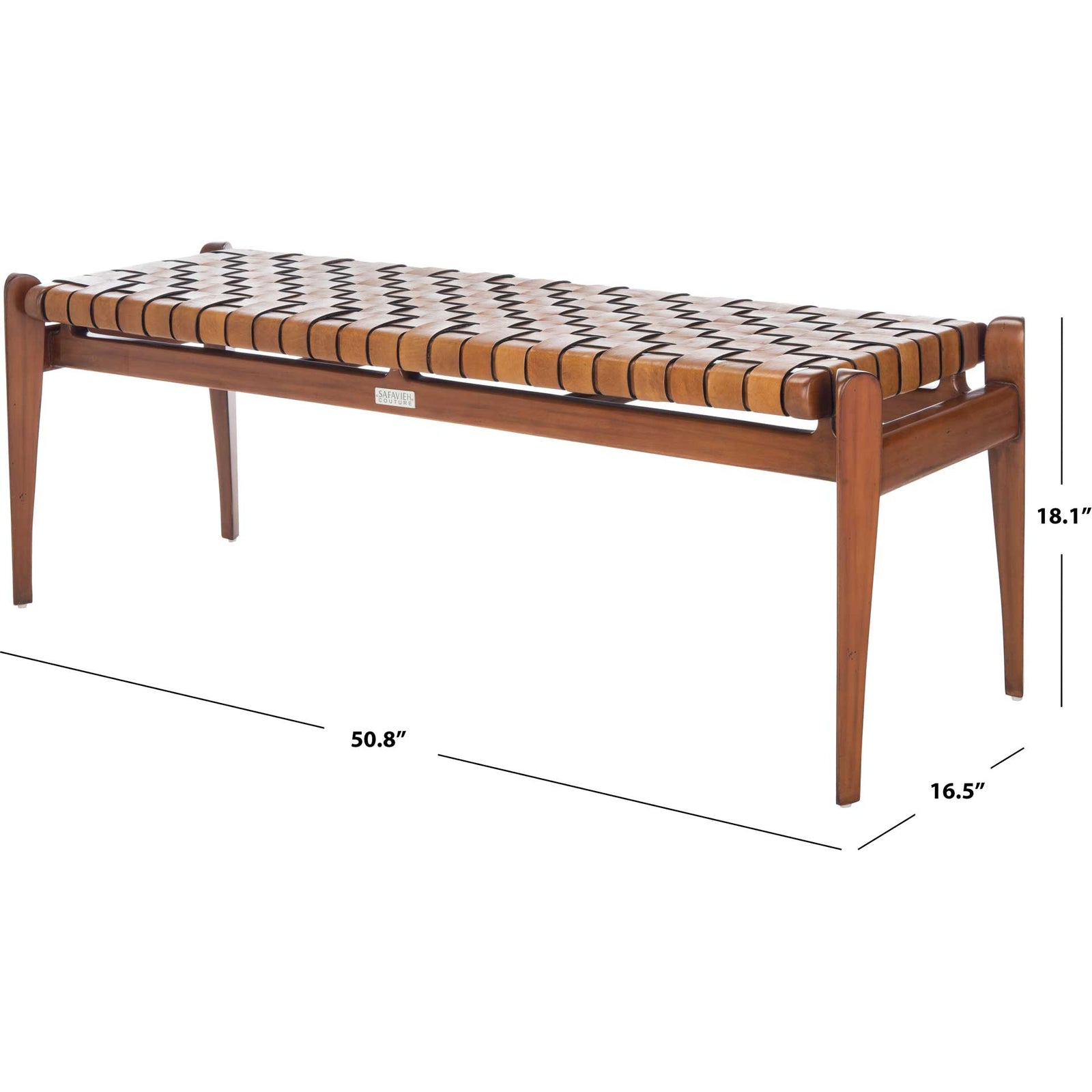 Diya Leather Bench Brown/Light Brown