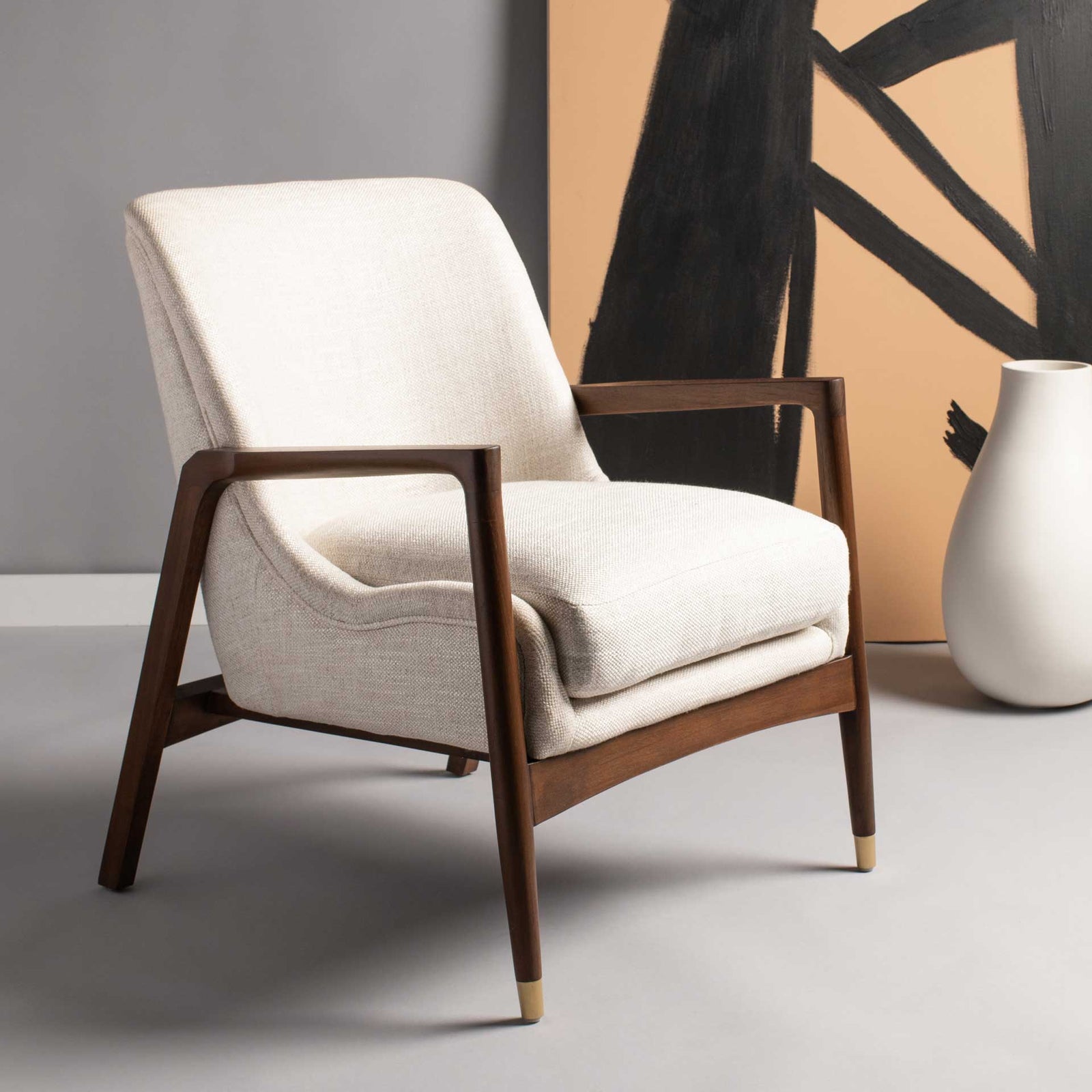 Flourish Mid-Century Accent Chair Cream