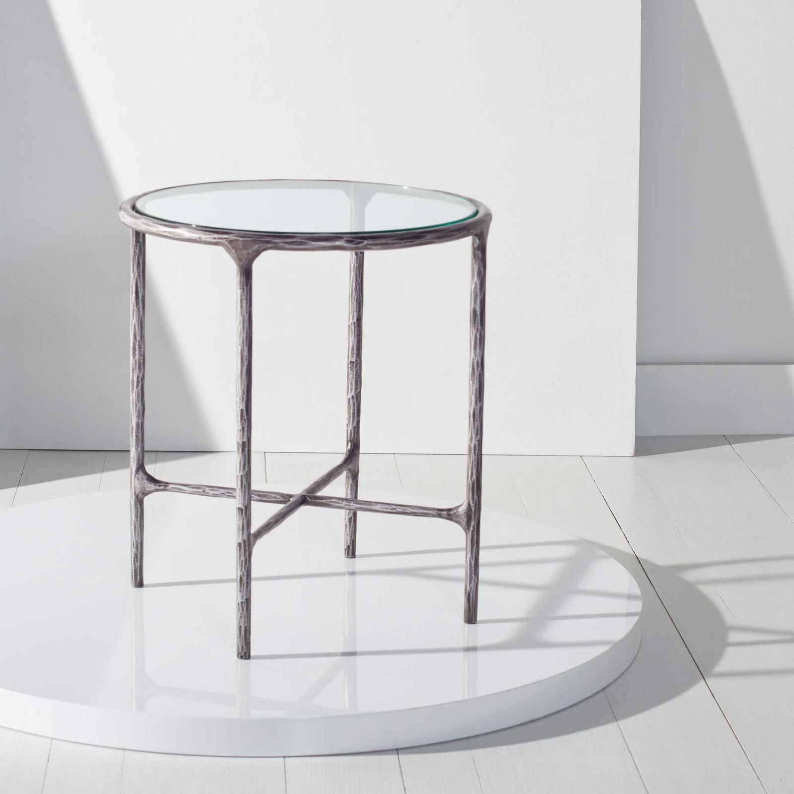 Jenesis Metal Round End Table Silver