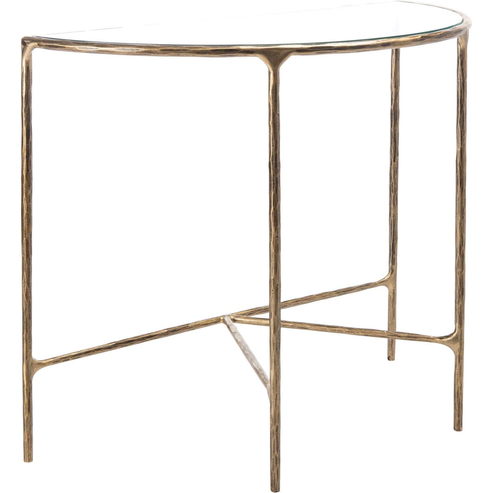Jenesis Forged Metal Console Table Brass/Clear
