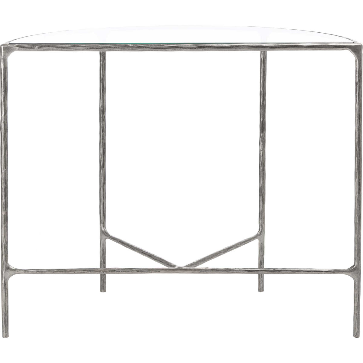 Jenesis Forged Metal Console Table Silver/Clear