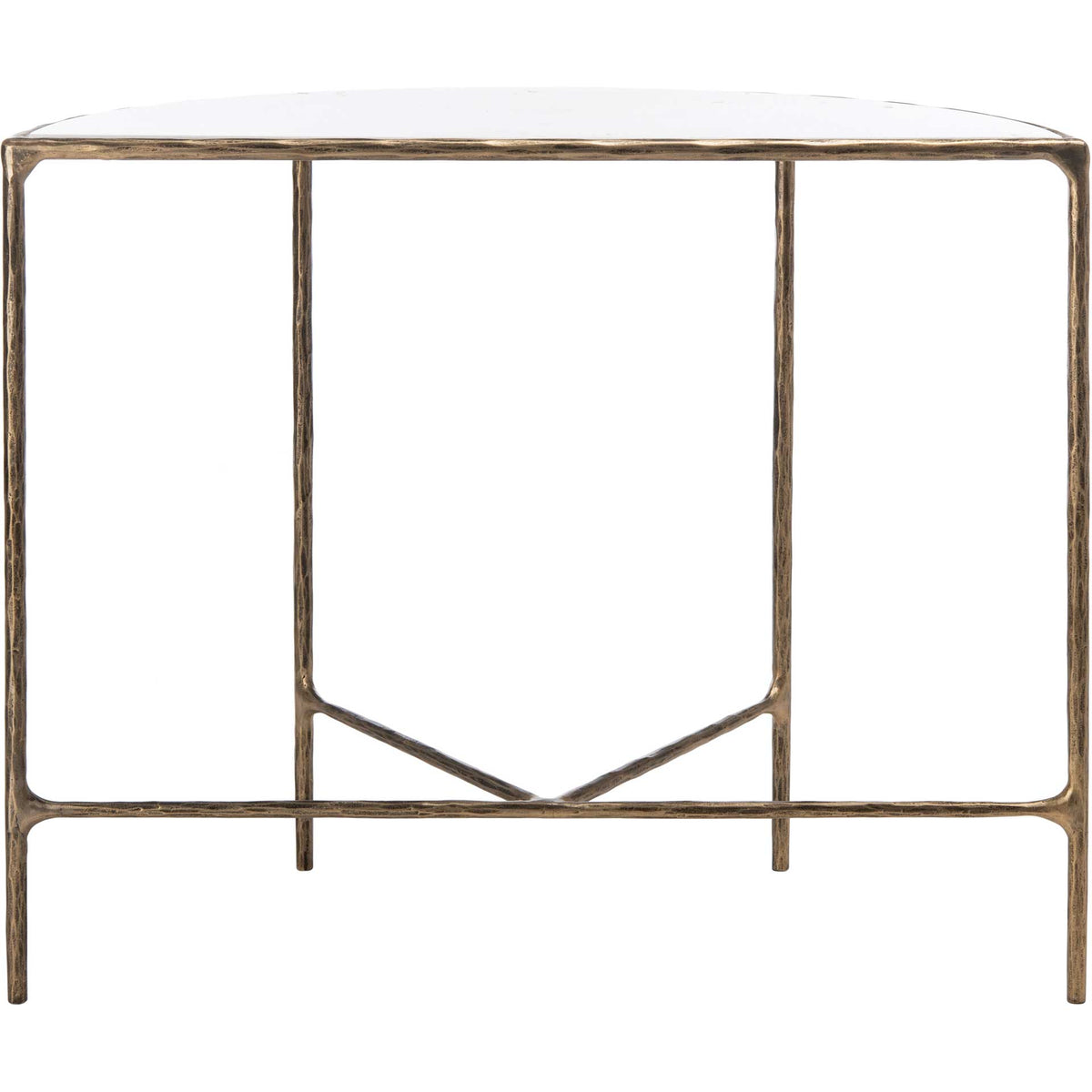 Jenesis Forged Metal Console Table Brass/White