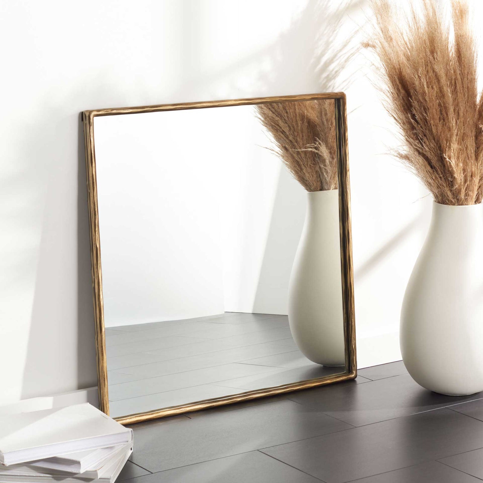 Yves Square Metal Mirror Brass