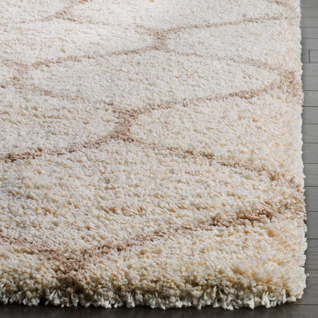 Plush ivory fibers meet faint beige lines at the finished edge