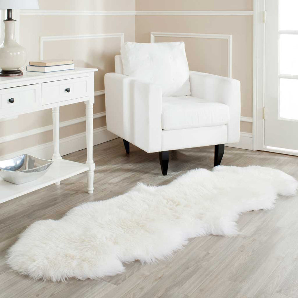 Double Twlght Sheepskn Rug - 2 Pelt (2x6 ft): Sheepskn Town | Whte Double Twlght Sheepskn Rug - 2 Pelt (2x6 ft): Sheepskn Town | Whte