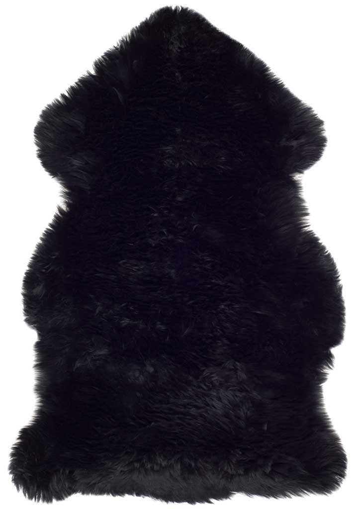 A single black sheepskin hide offers deep color and an invitingly thick pile.