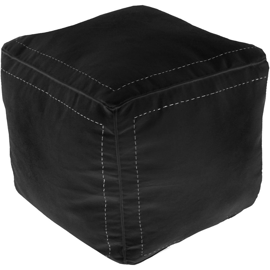Square Moroccan Pouf Black