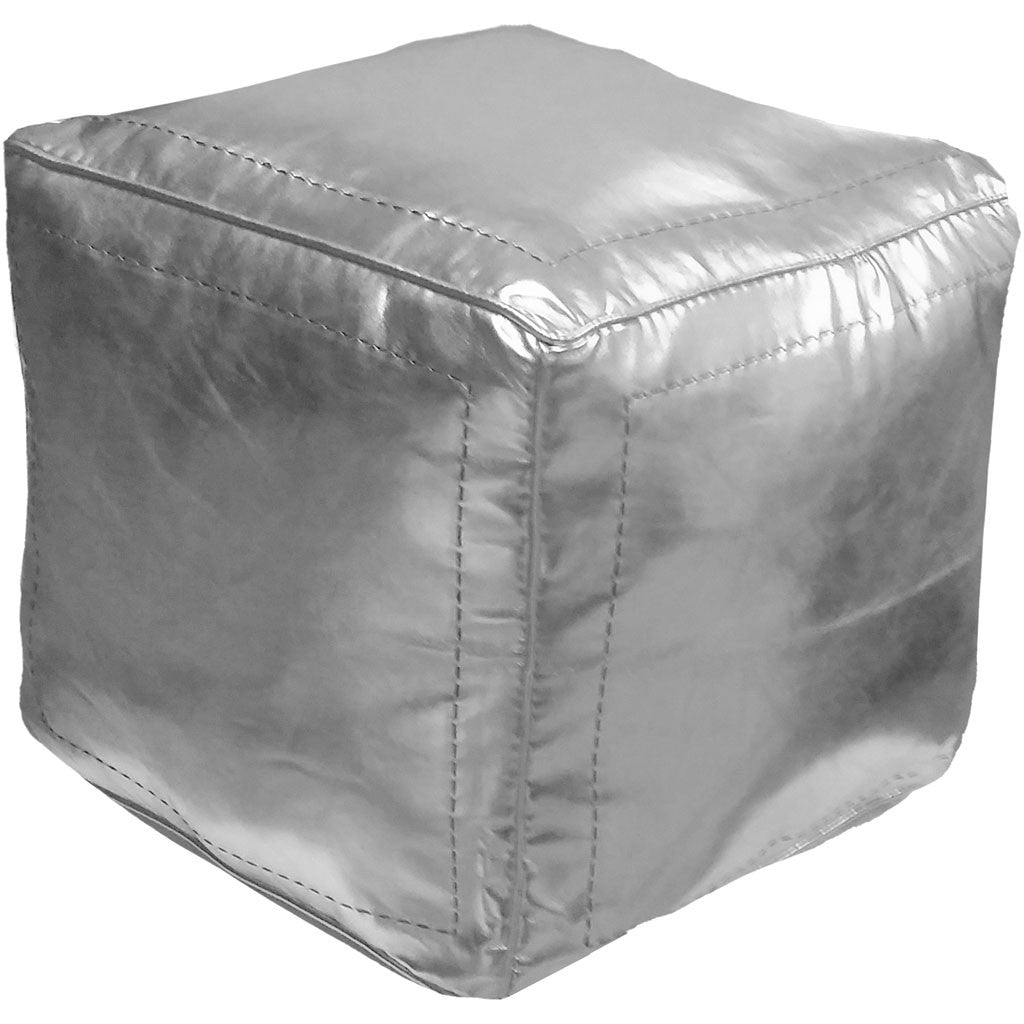 Square Moroccan Pouf Silver