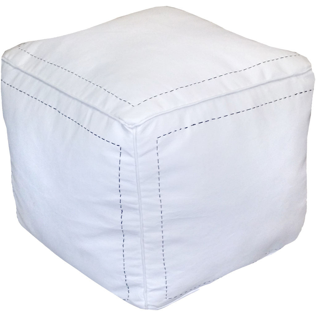 Square Moroccan Pouf White