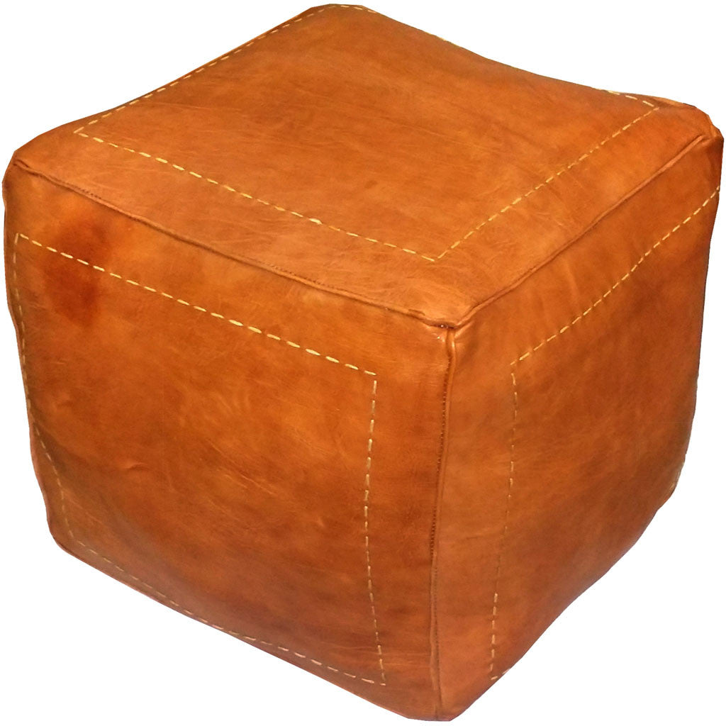Square Moroccan Pouf Dark Orange