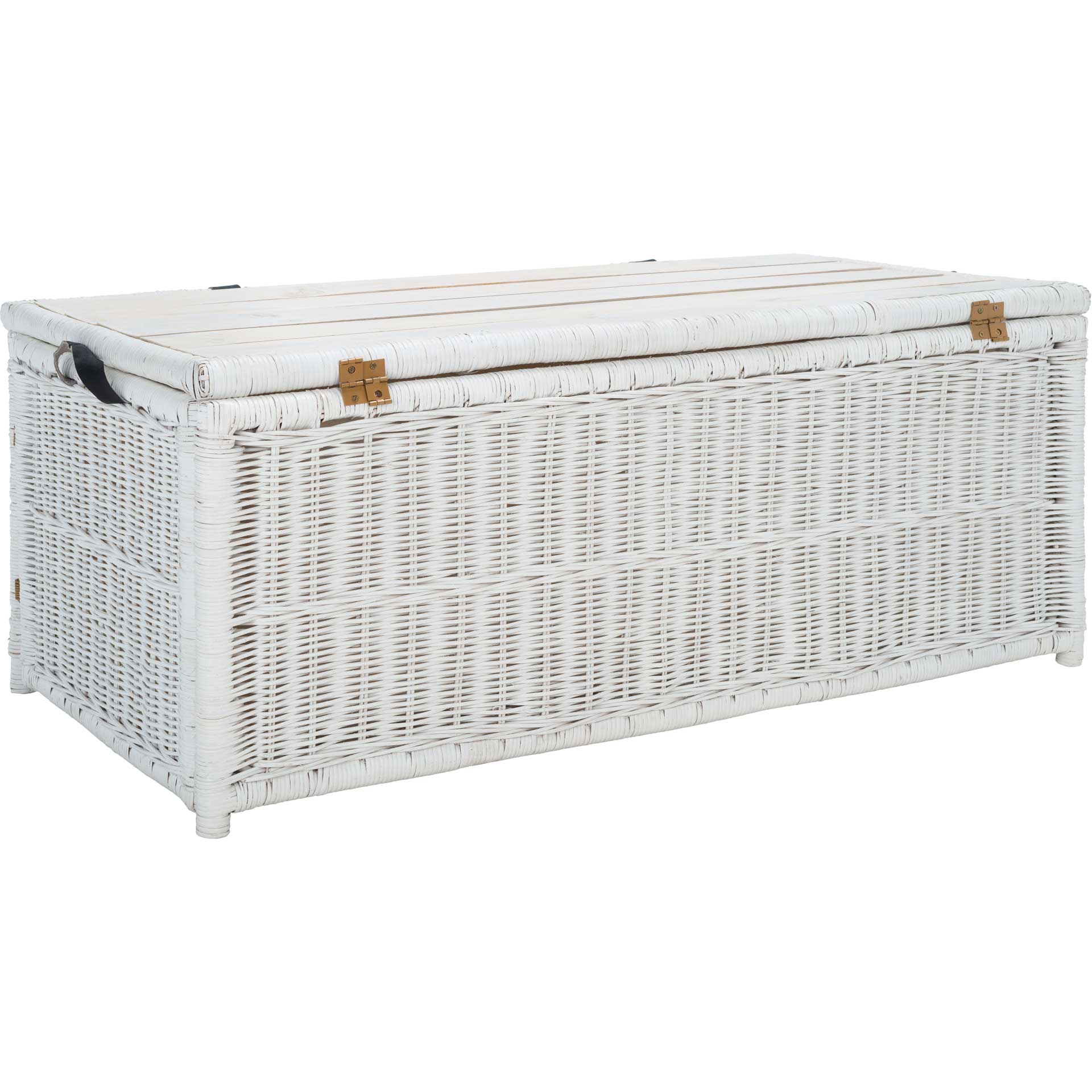 Kenzie Rattan Storage Trunk White/Brown