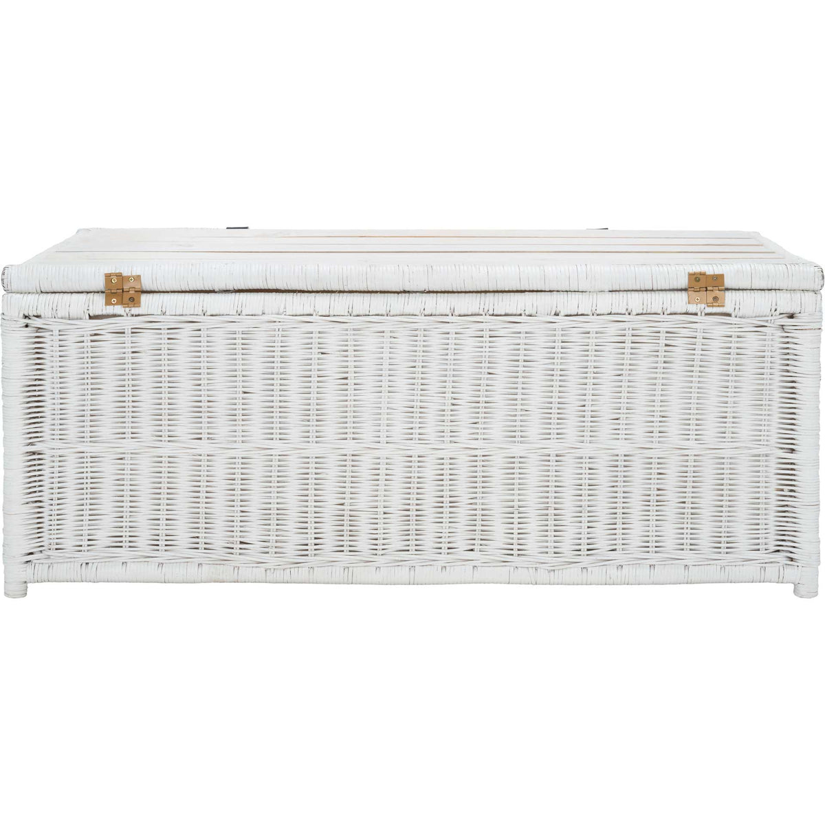 Kenzie Rattan Storage Trunk White/Brown