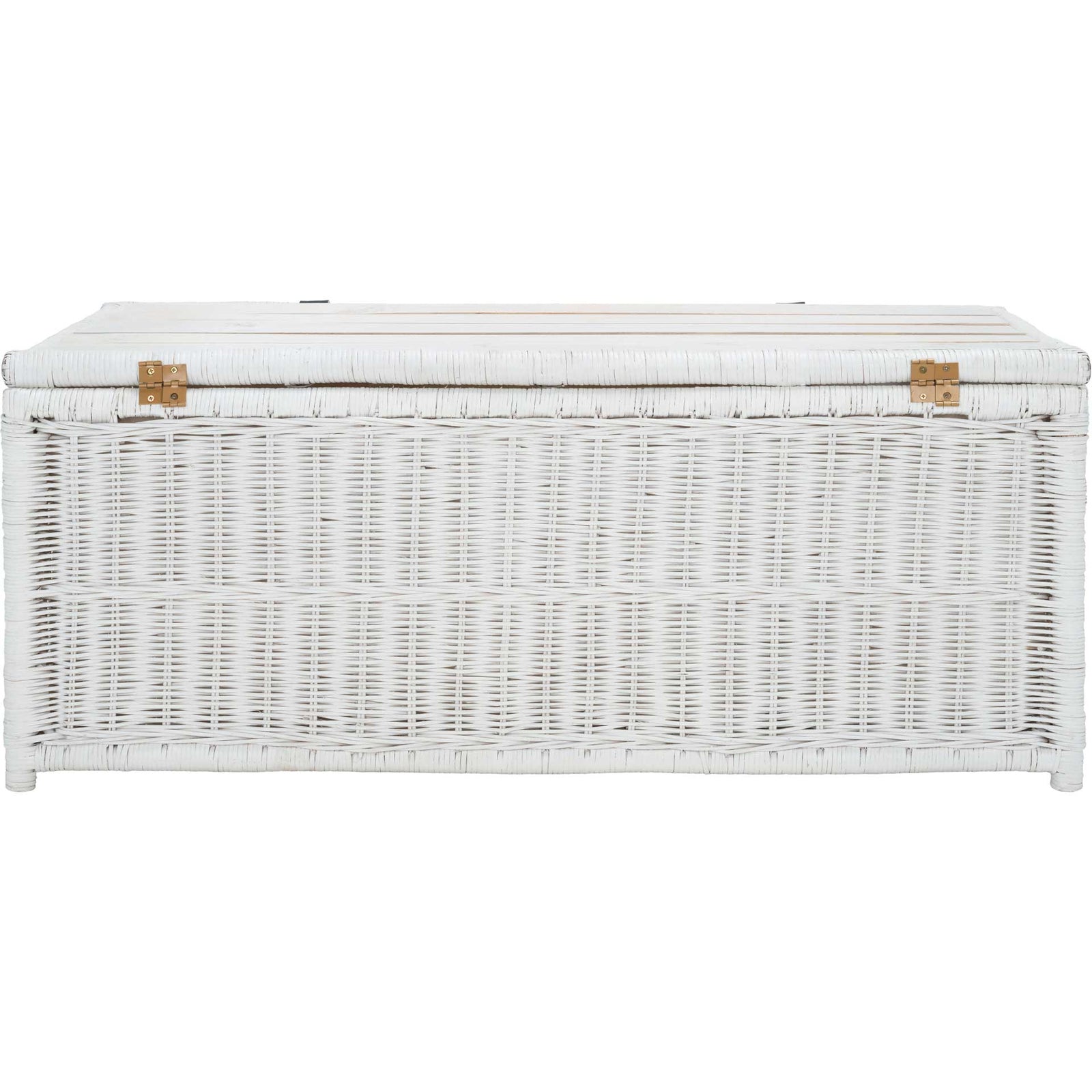 Kenzie Rattan Storage Trunk White/Brown