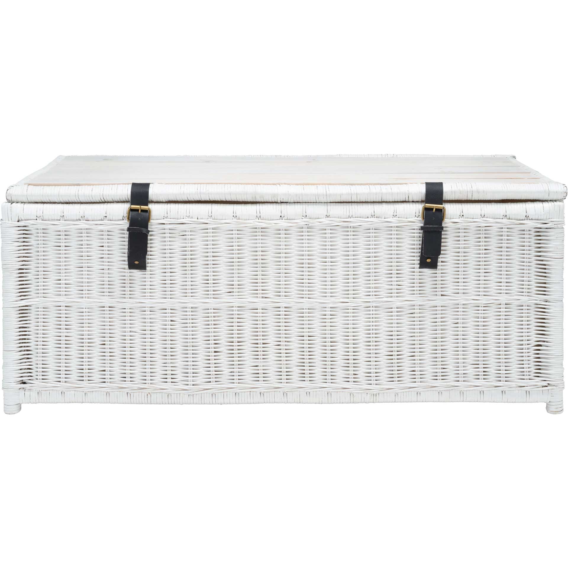 Kenzie Rattan Storage Trunk White/Brown