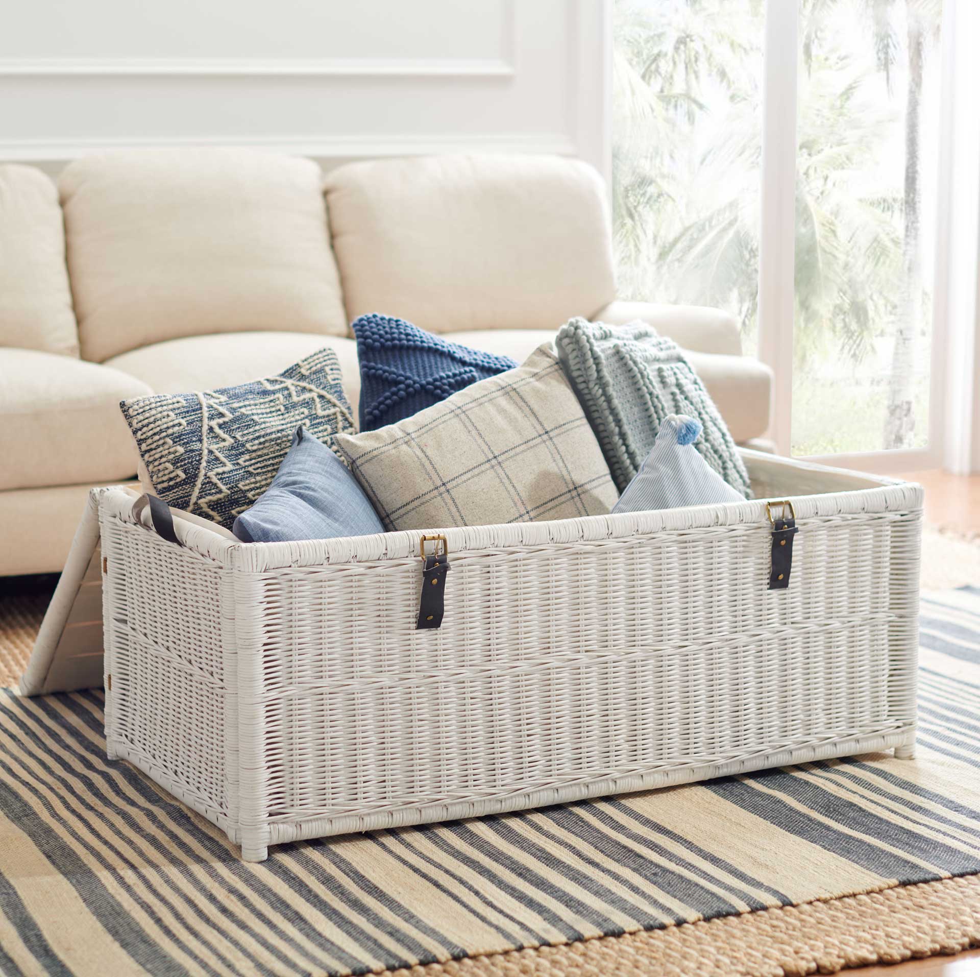 Kenzie Rattan Storage Trunk White/Brown