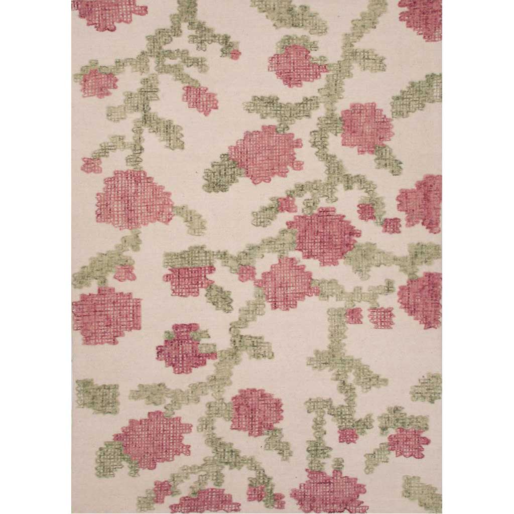 Stitched Picked White Asparagus/Aspen Green Area Rug