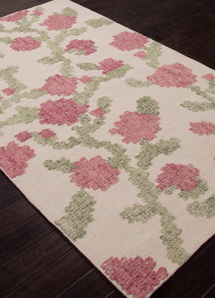 Stitched Picked White Asparagus/Aspen Green Area Rug