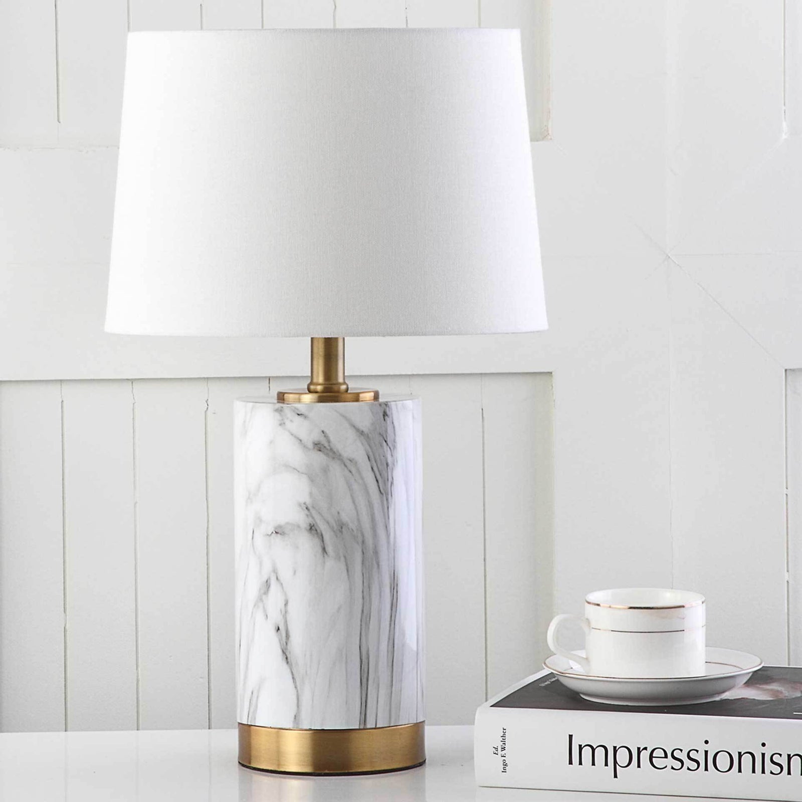 Clara Table Lamp White/Black Marble