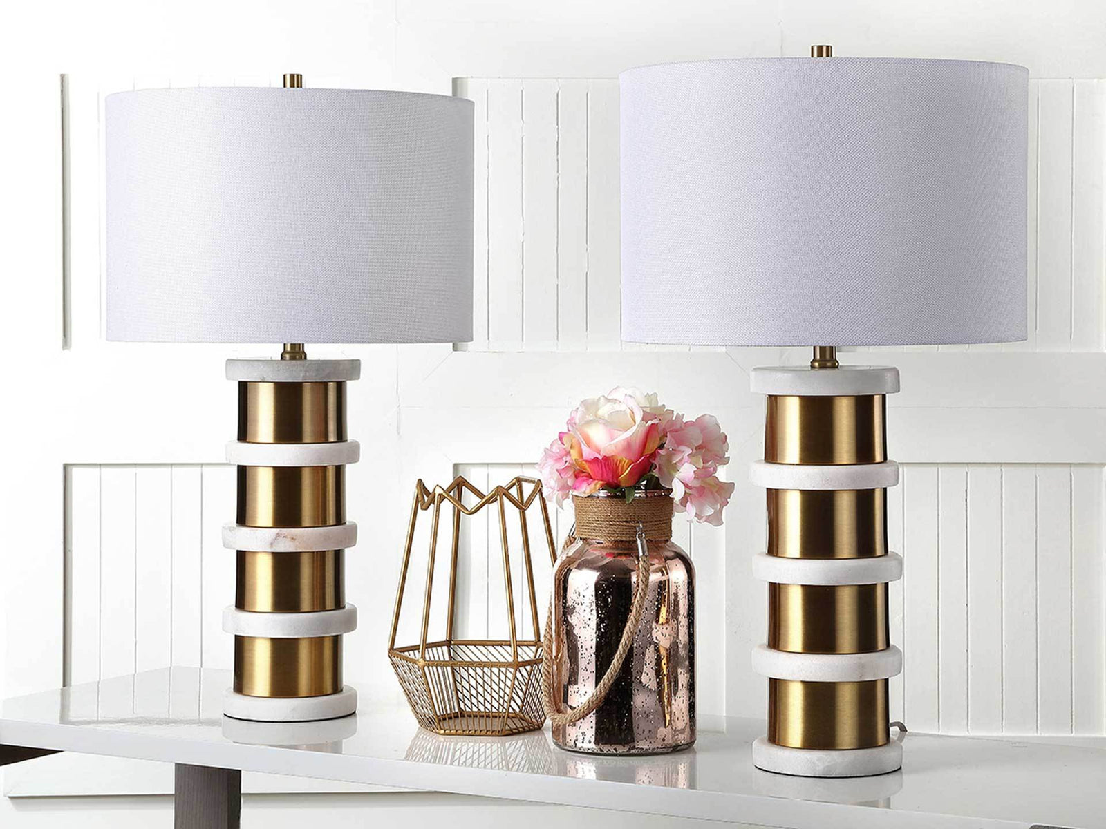 Kelsie Table Lamp Brass Gold/White (Set of 2)