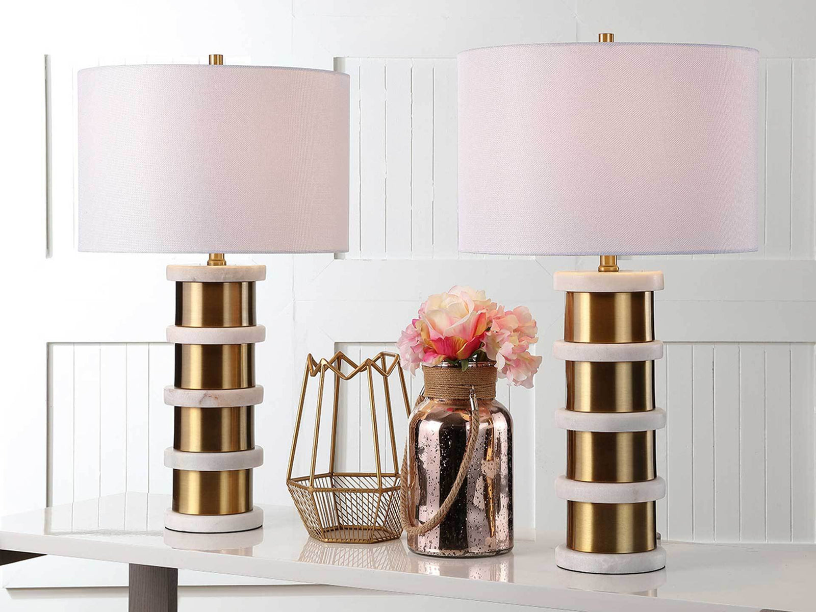 Kelsie Table Lamp Brass Gold/White (Set of 2)