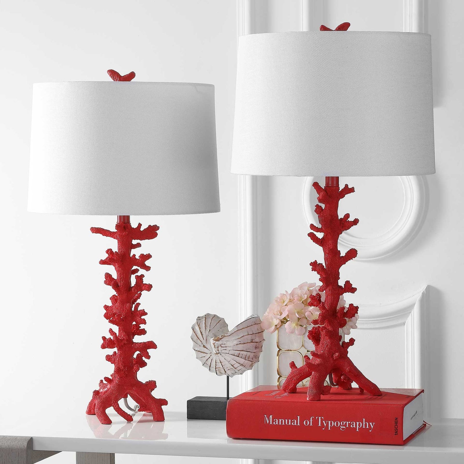 Rosa Coral Table Lamp Red (Set of 2)