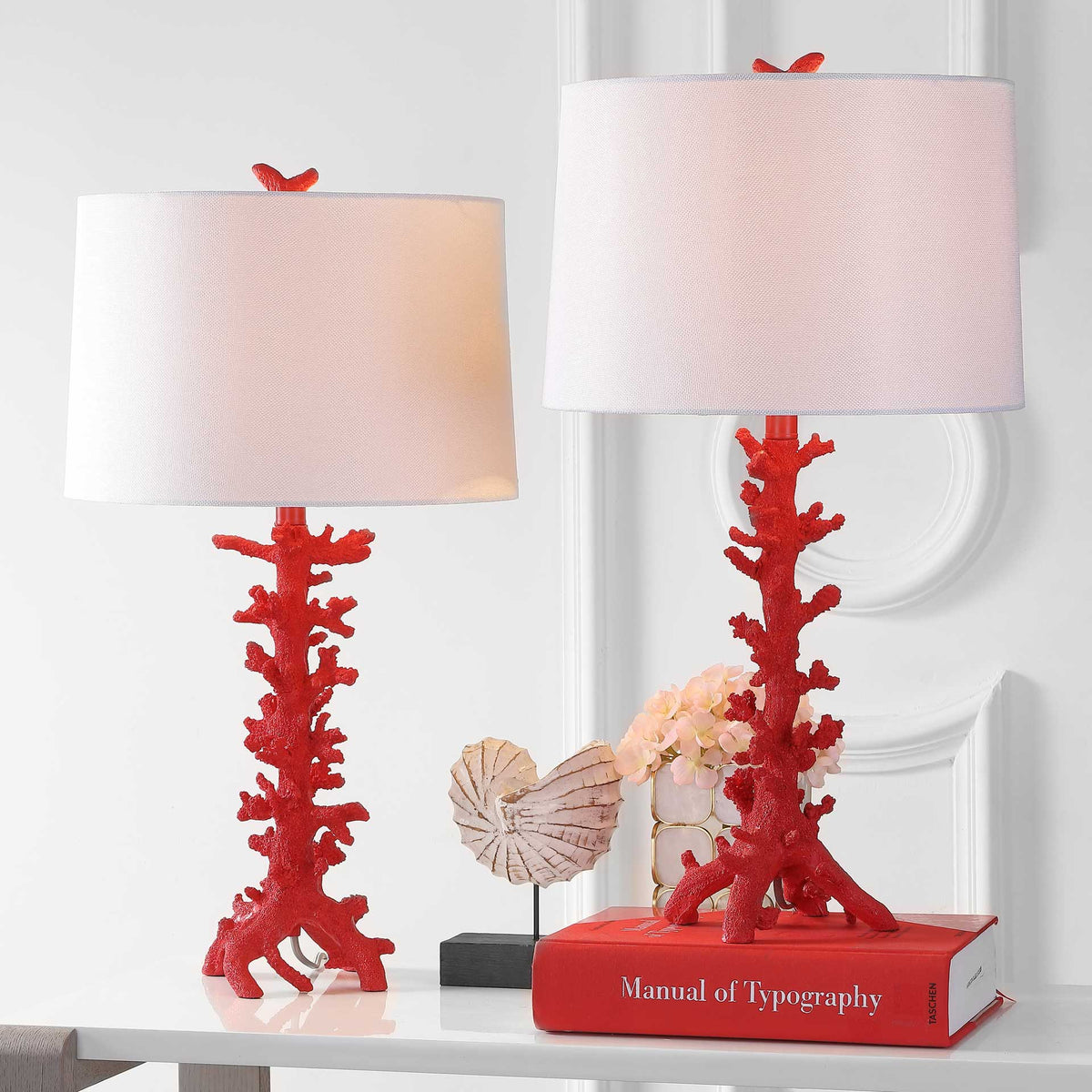 Rosa Coral Table Lamp Red (Set of 2)