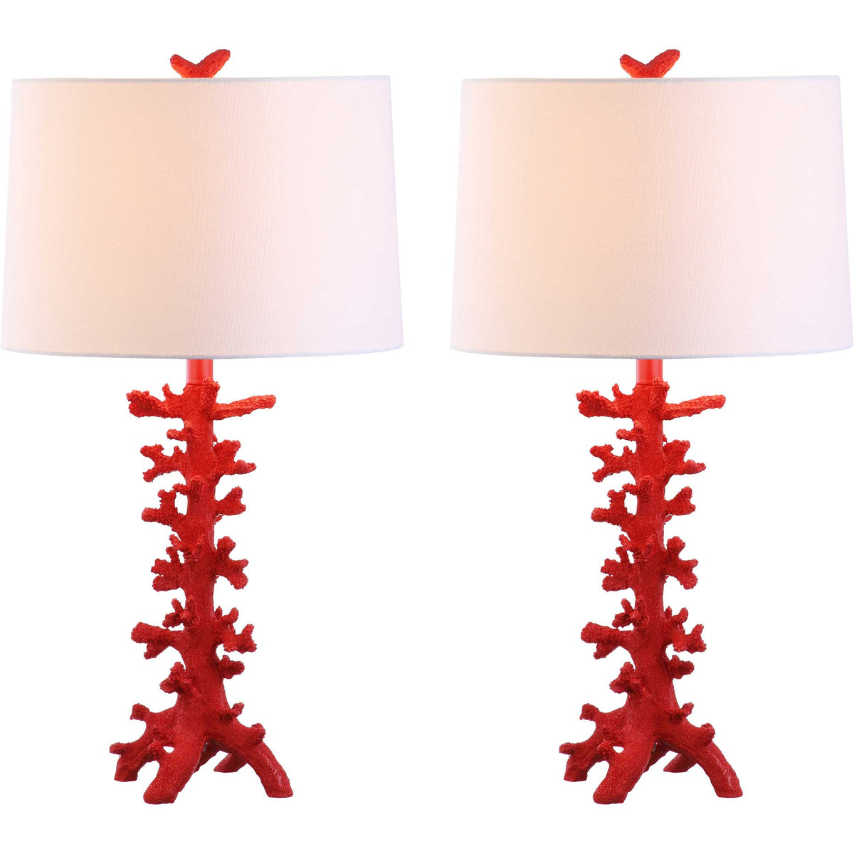 Rosa Coral Table Lamp Red (Set of 2)