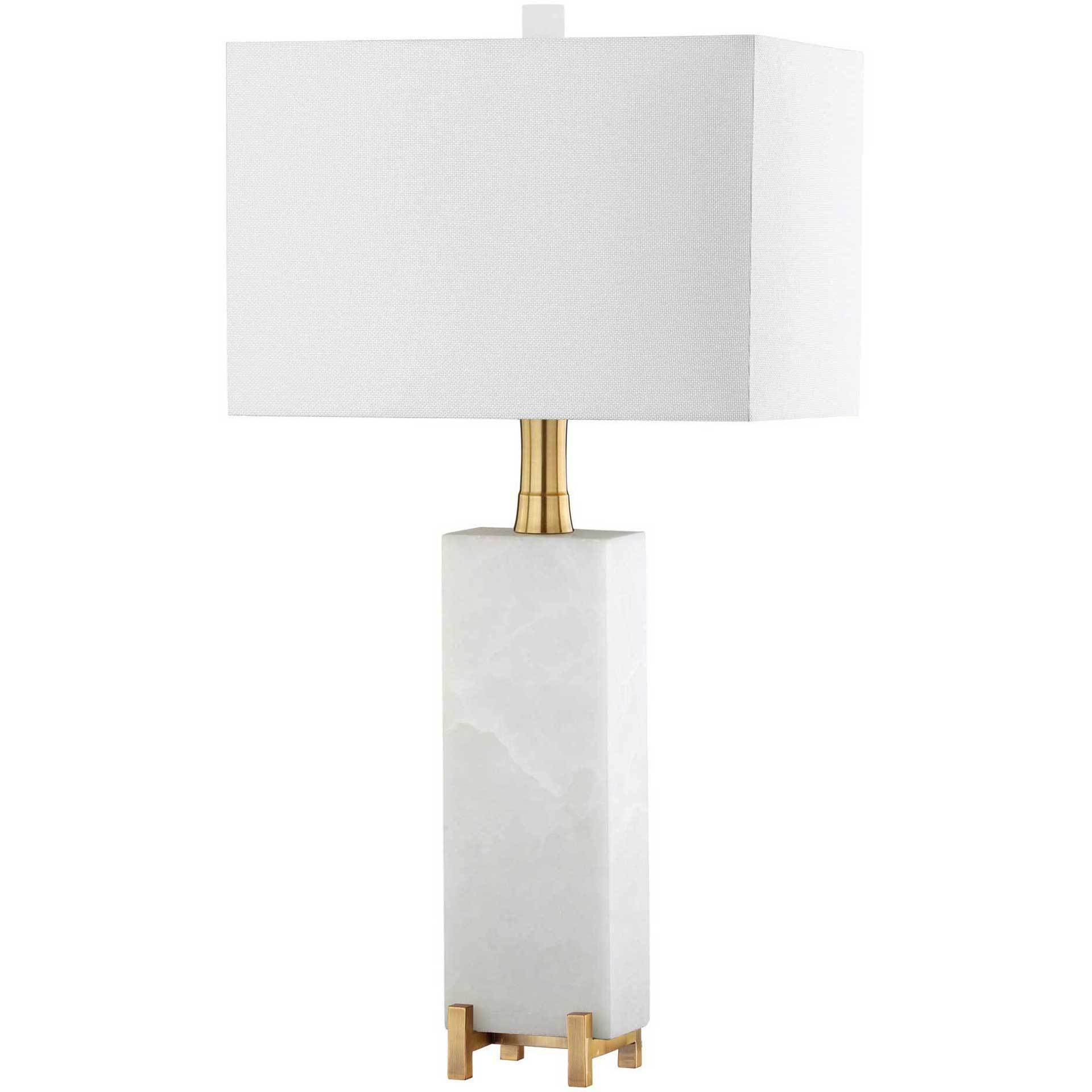 Slade Alabaster Table Lamp White/Brass Gold