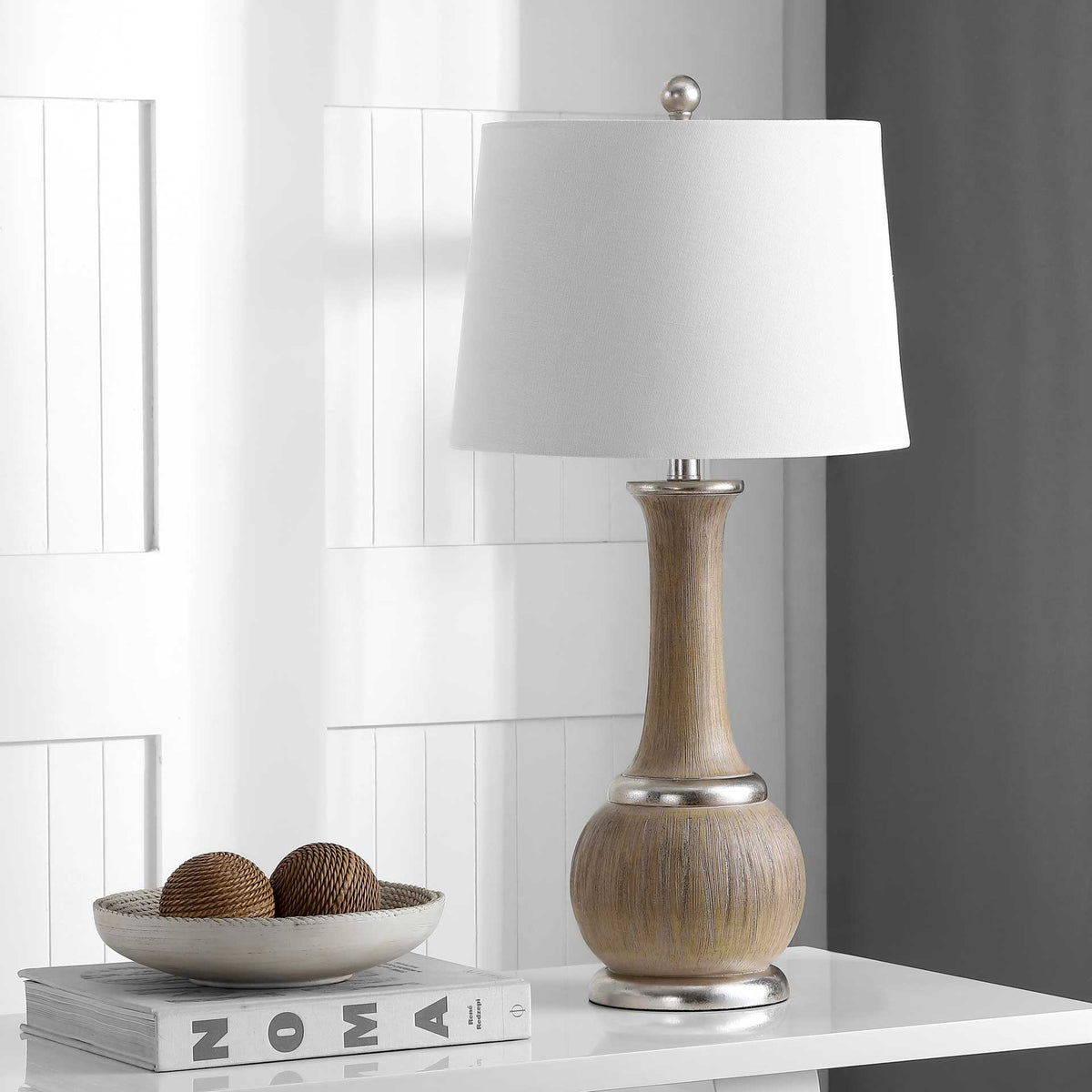 Naomi Table Lamp Gray/Silver Leaf