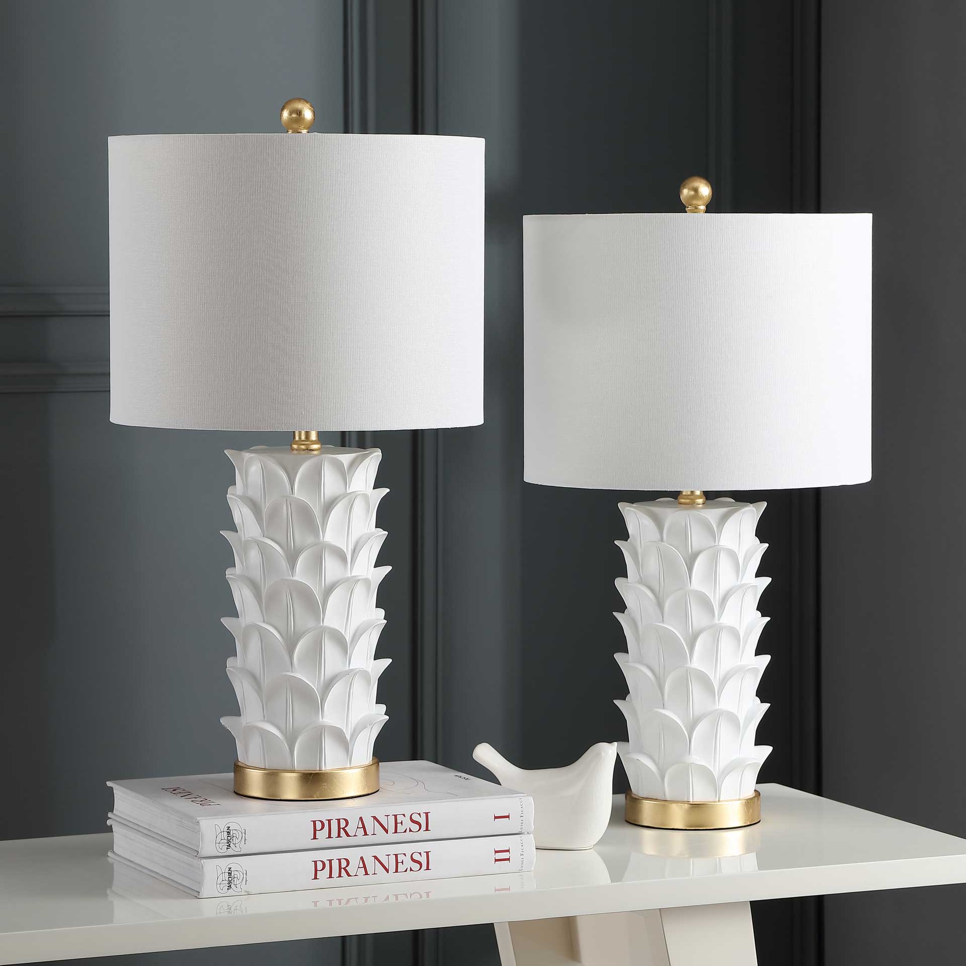 Nick Table Lamp White/Gold Leaf (Set of 2)