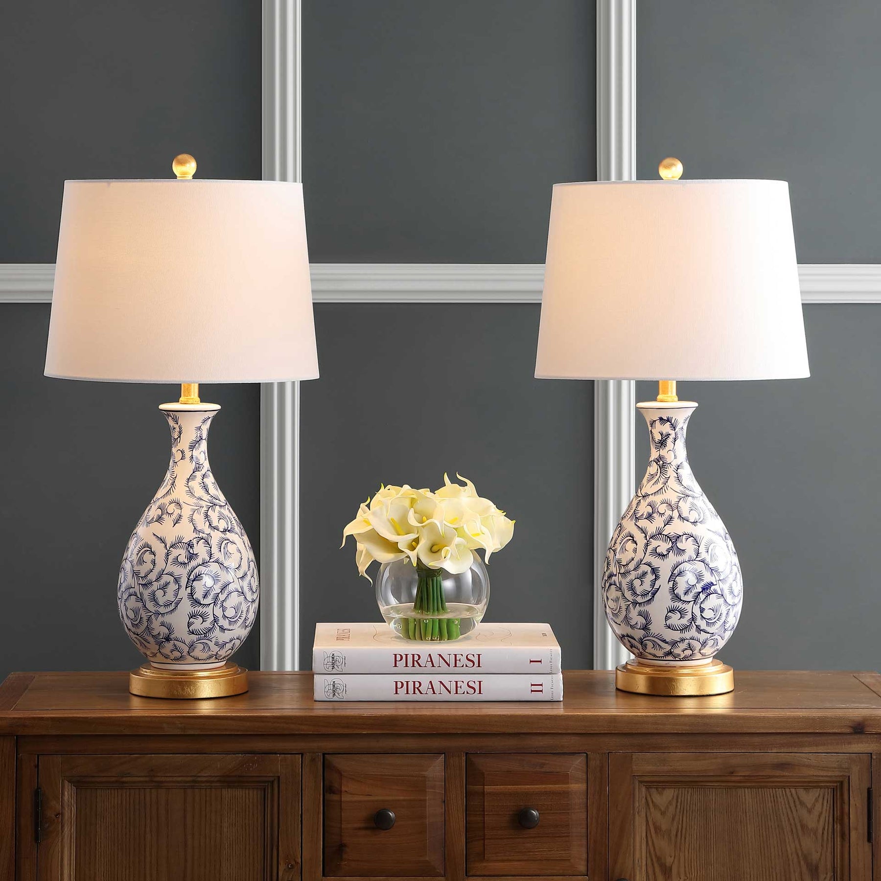 Avalyn Table Lamp Blue/White (Set of 2) - Froy.com