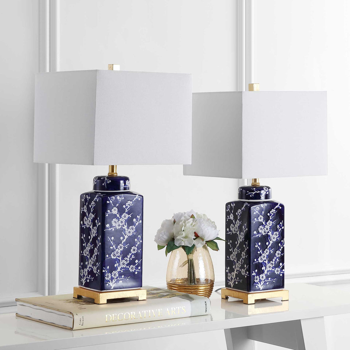 Zoya Table Lamp Navy/White (Set of 2)