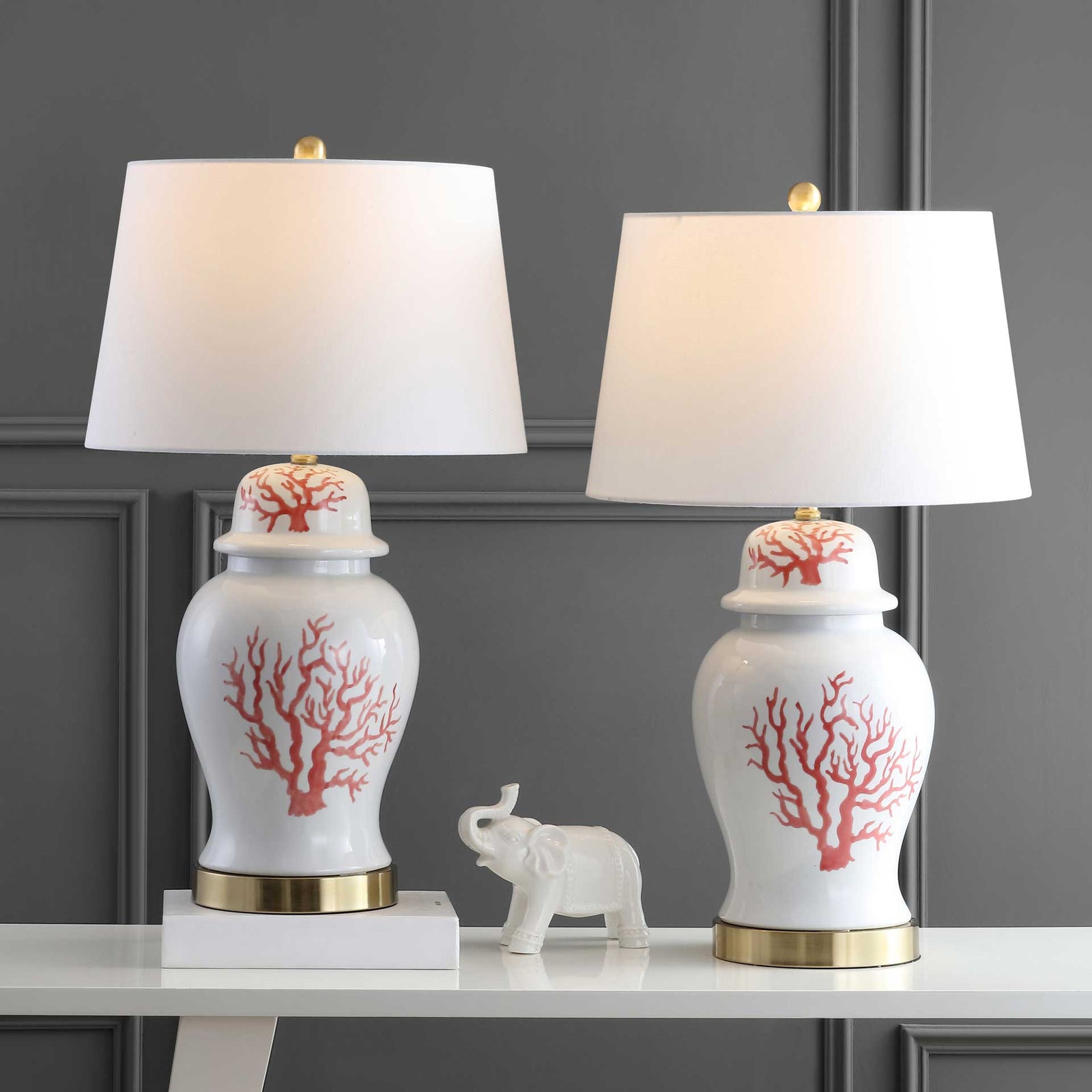 Embrace Table Lamps Red/White (Set of 2)