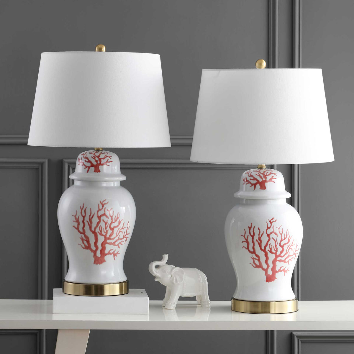 Embrace Table Lamps Red/White (Set of 2)