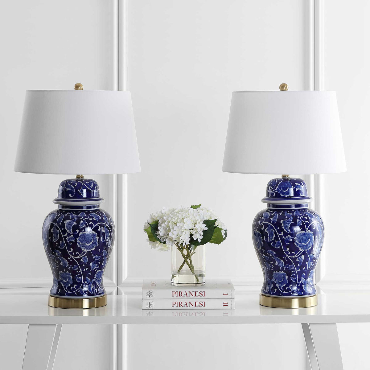 Ahmed Table Lamp Navy/White (Set of 2)