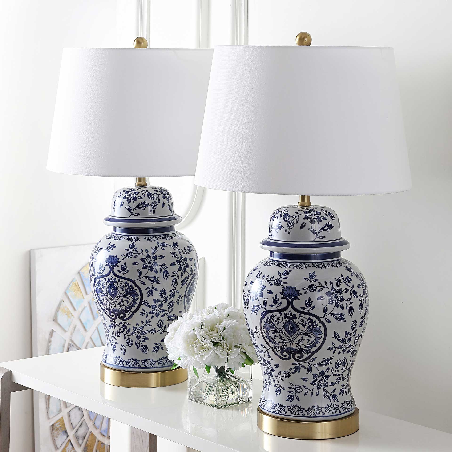 Ariela Table Lamps Blue/White (Set of 2)