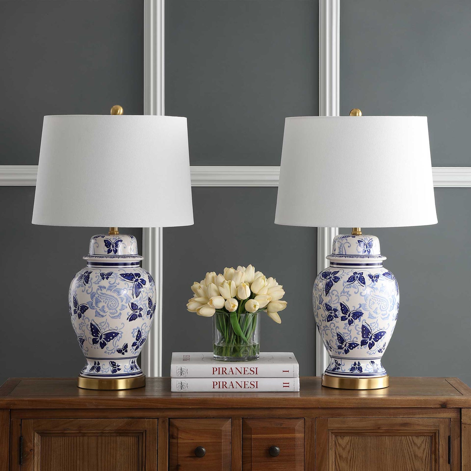 Hamdan Table Lamp Blue/White (Set of 2)
