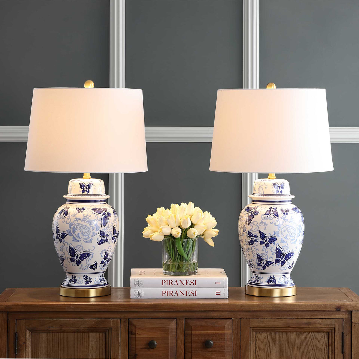 Hamdan Table Lamp Blue/White (Set of 2)