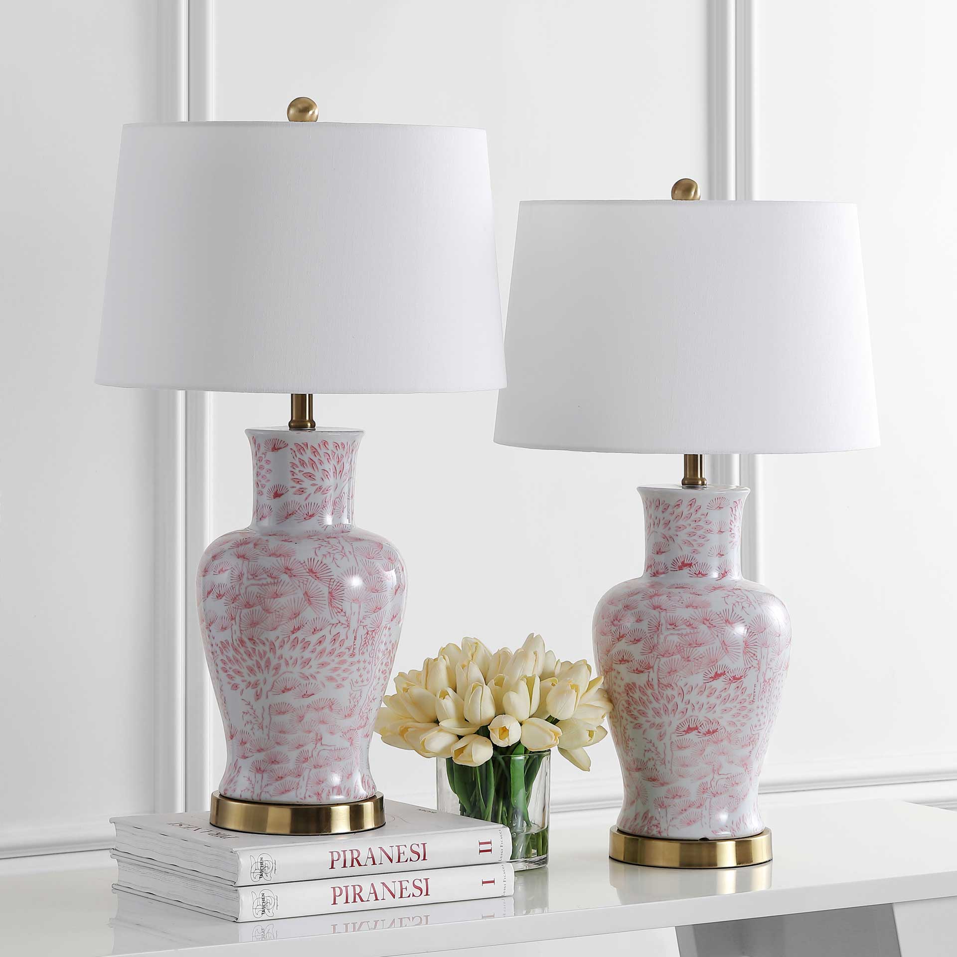 Caleb Table Lamp Pink/White (Set of 2)