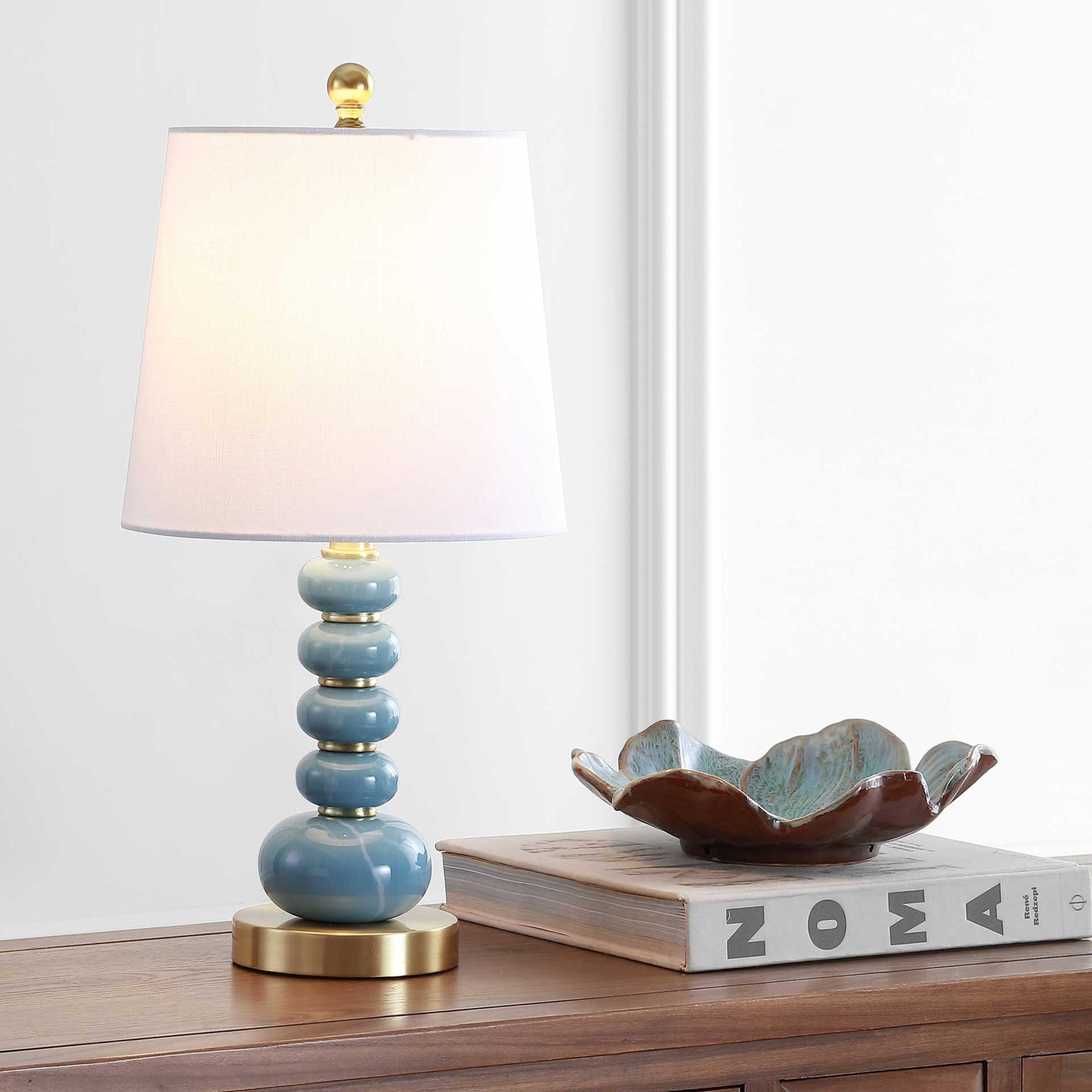 Blue and brass table lamp new arrivals