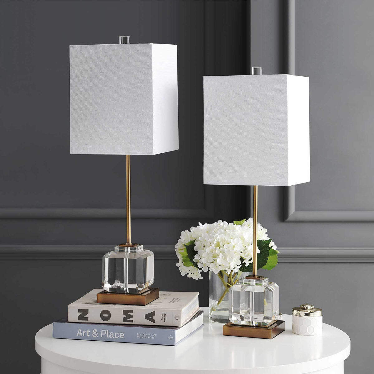 Zarina Table Lamps Clear/Brass Gold (Set of 2)