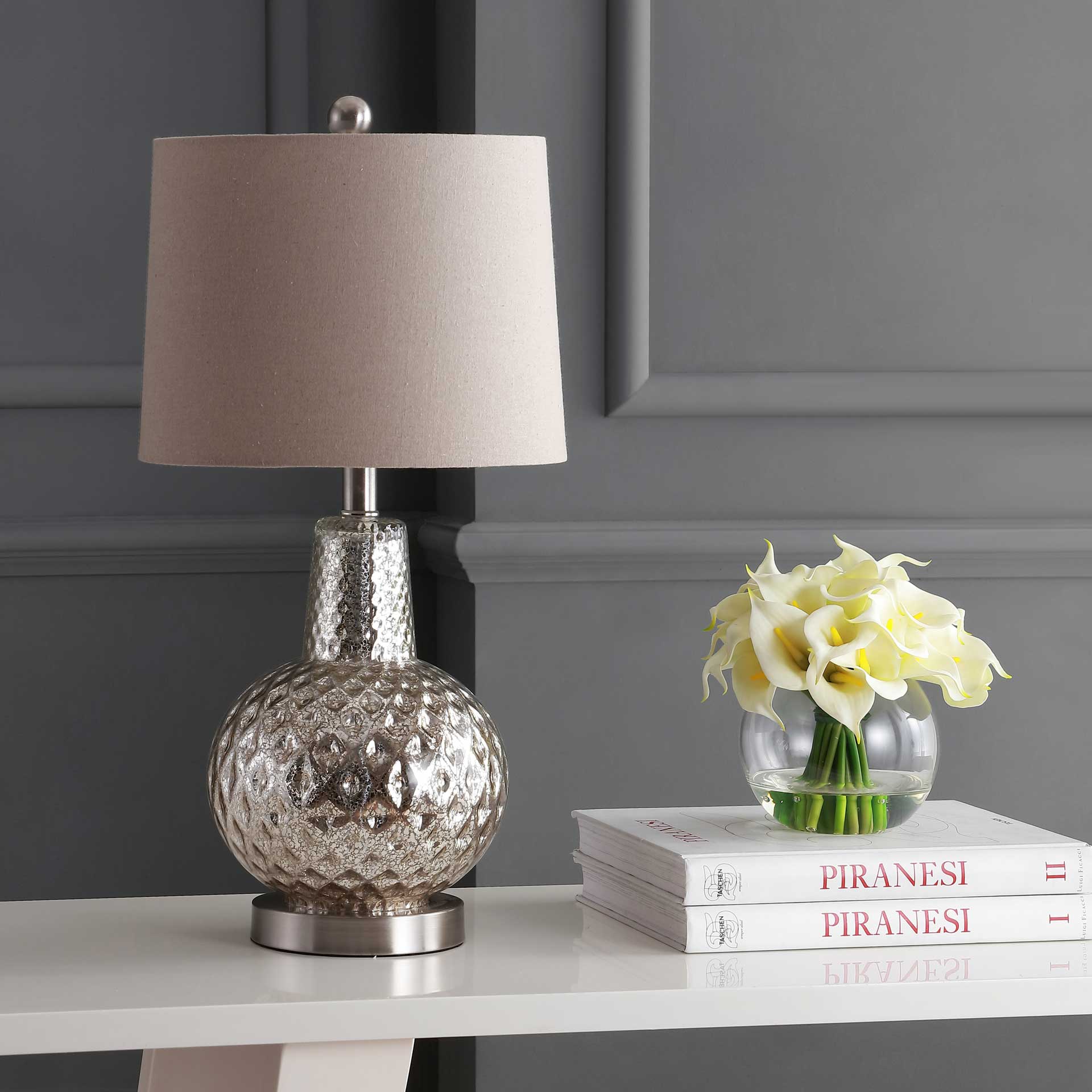 Attune Table Lamp Silver/Ivory