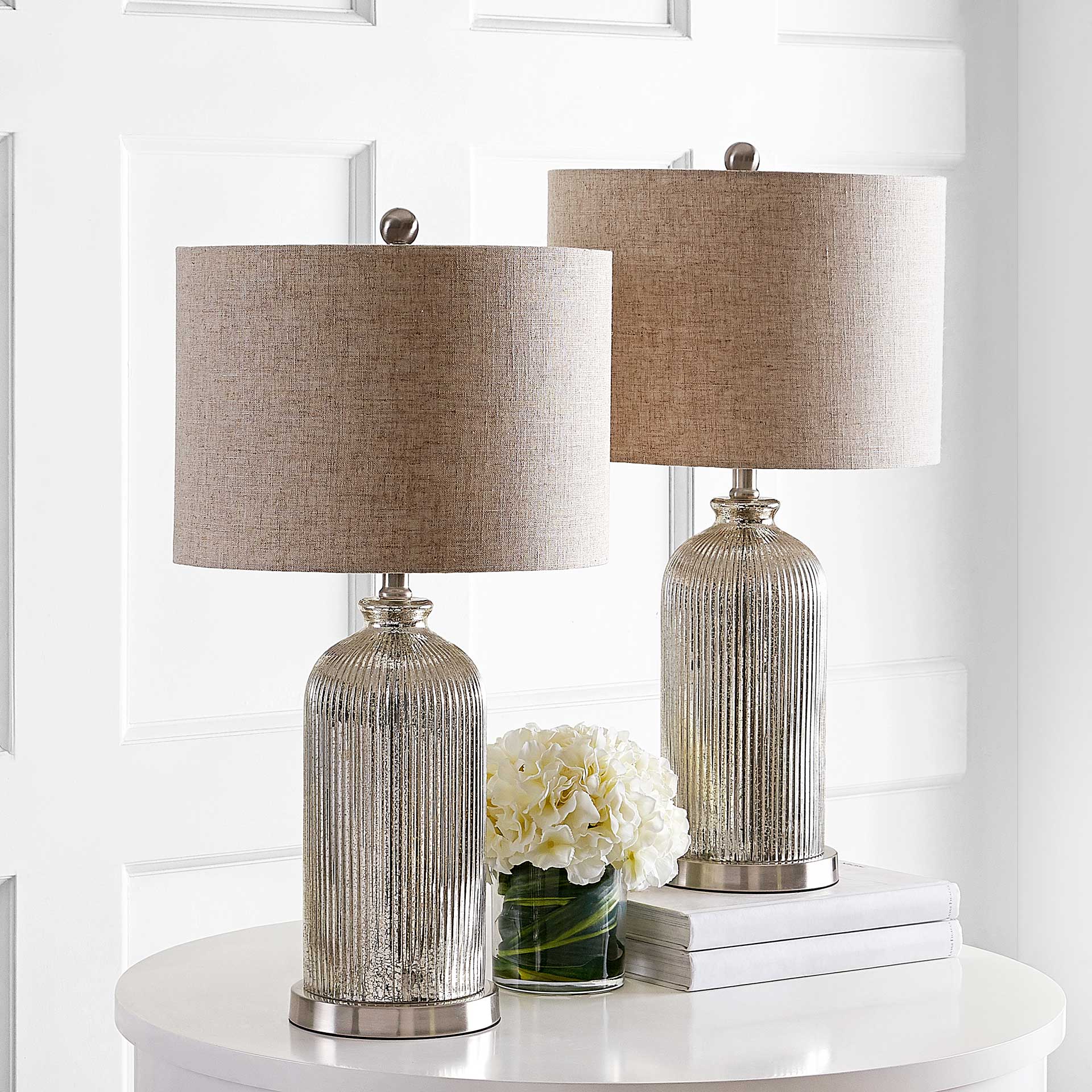 Astoria Table Lamps Silver/Ivory (Set of 2)