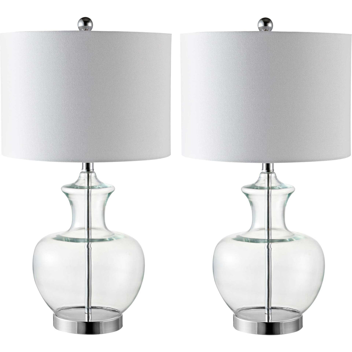 Bilston Table Lamps Clear/Chrome (Set of 2)