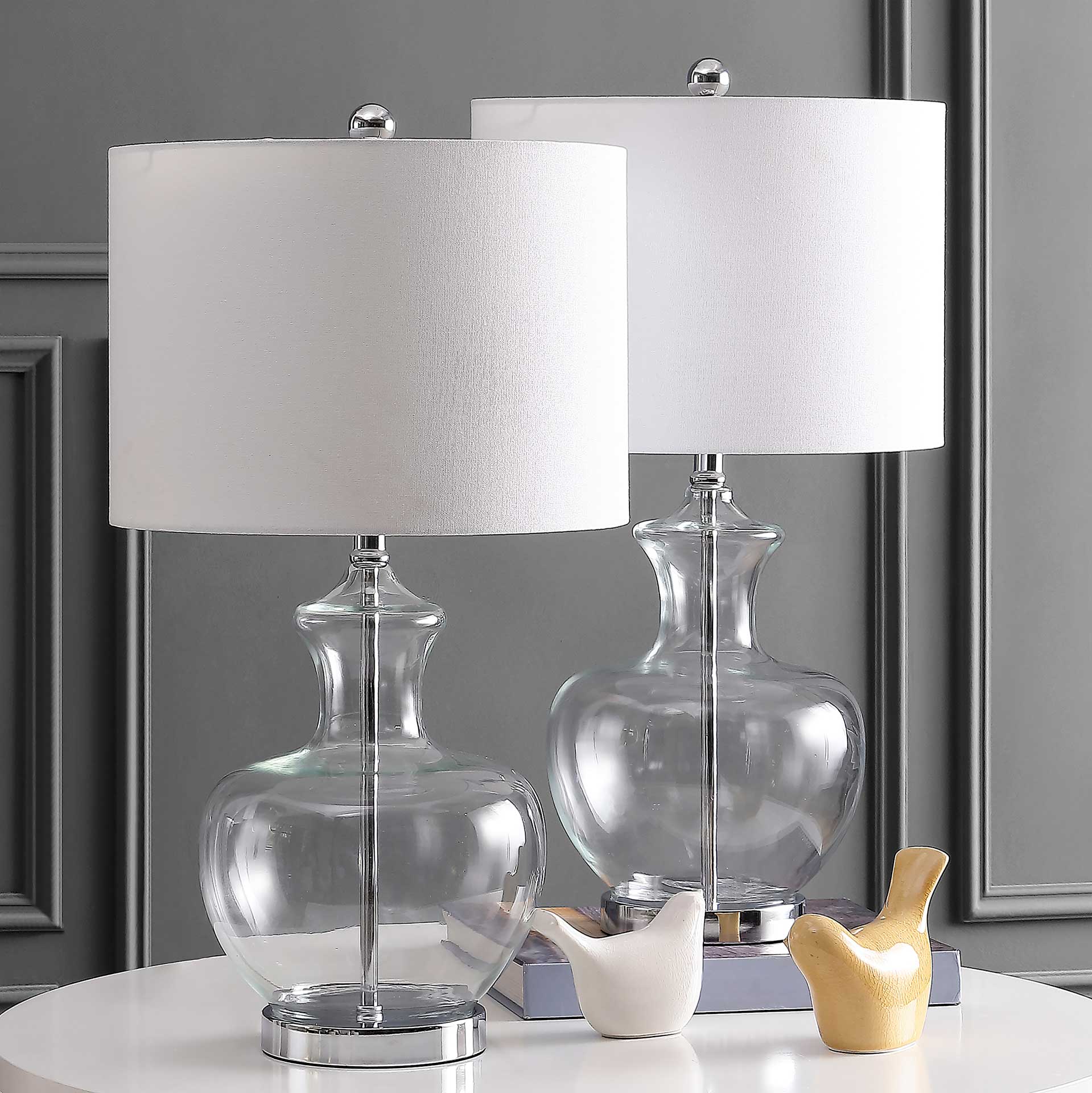 Bilston Table Lamps Clear/Chrome (Set of 2)