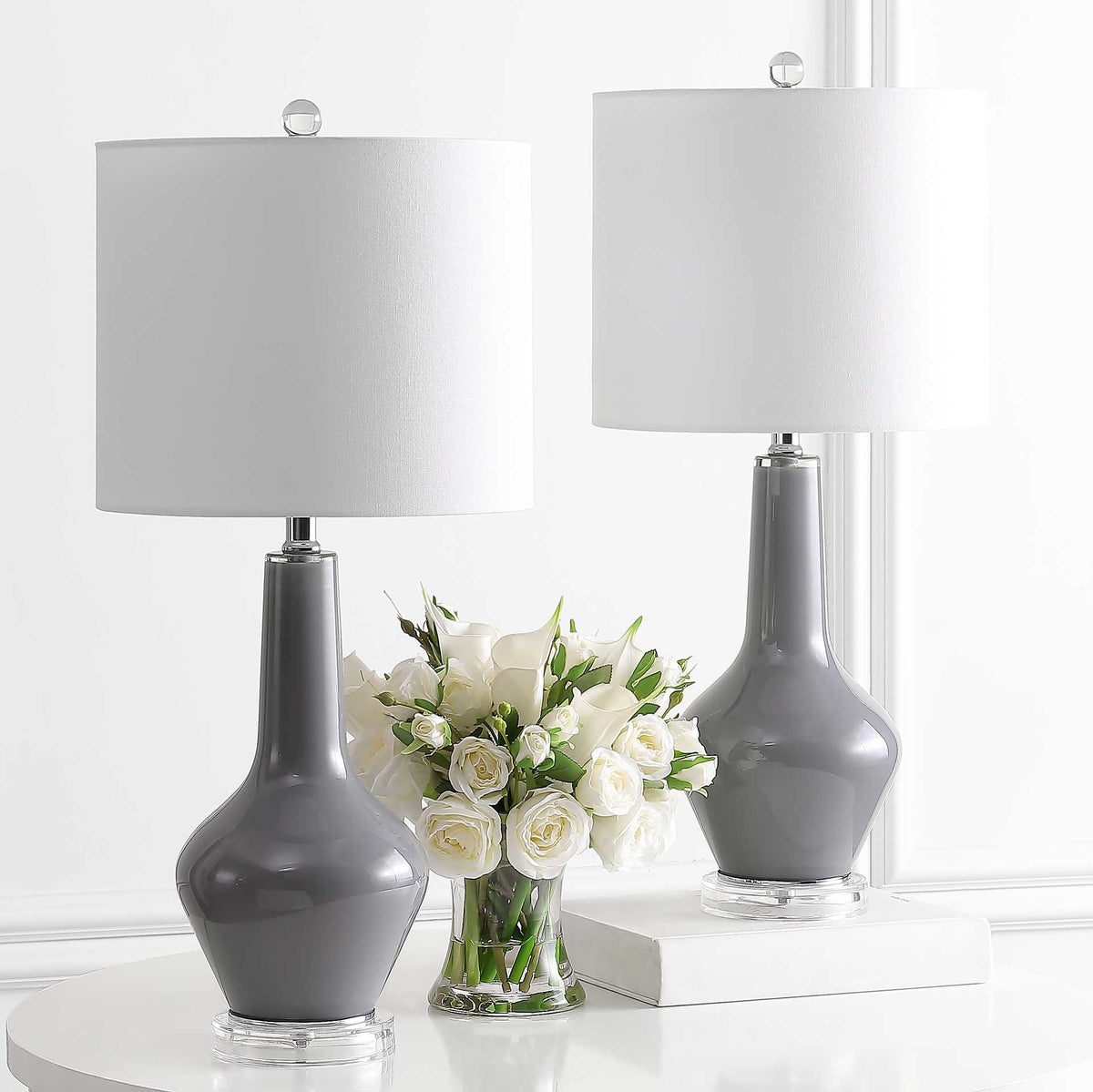 Vendome Table Lamps Smoked Gray Glass (Set of 2)