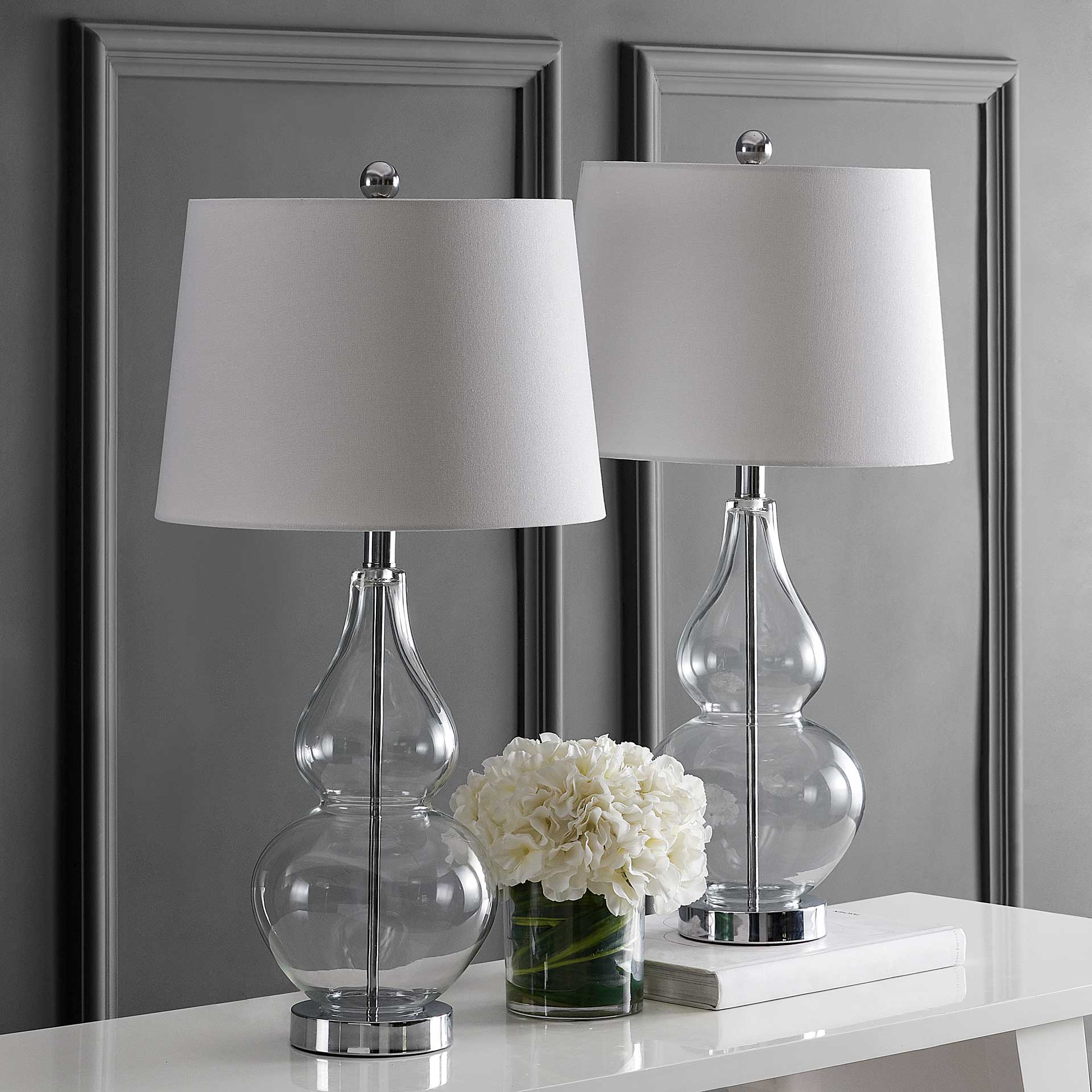 Fredio Table Lamps Clear/Chrome (Set of 2)