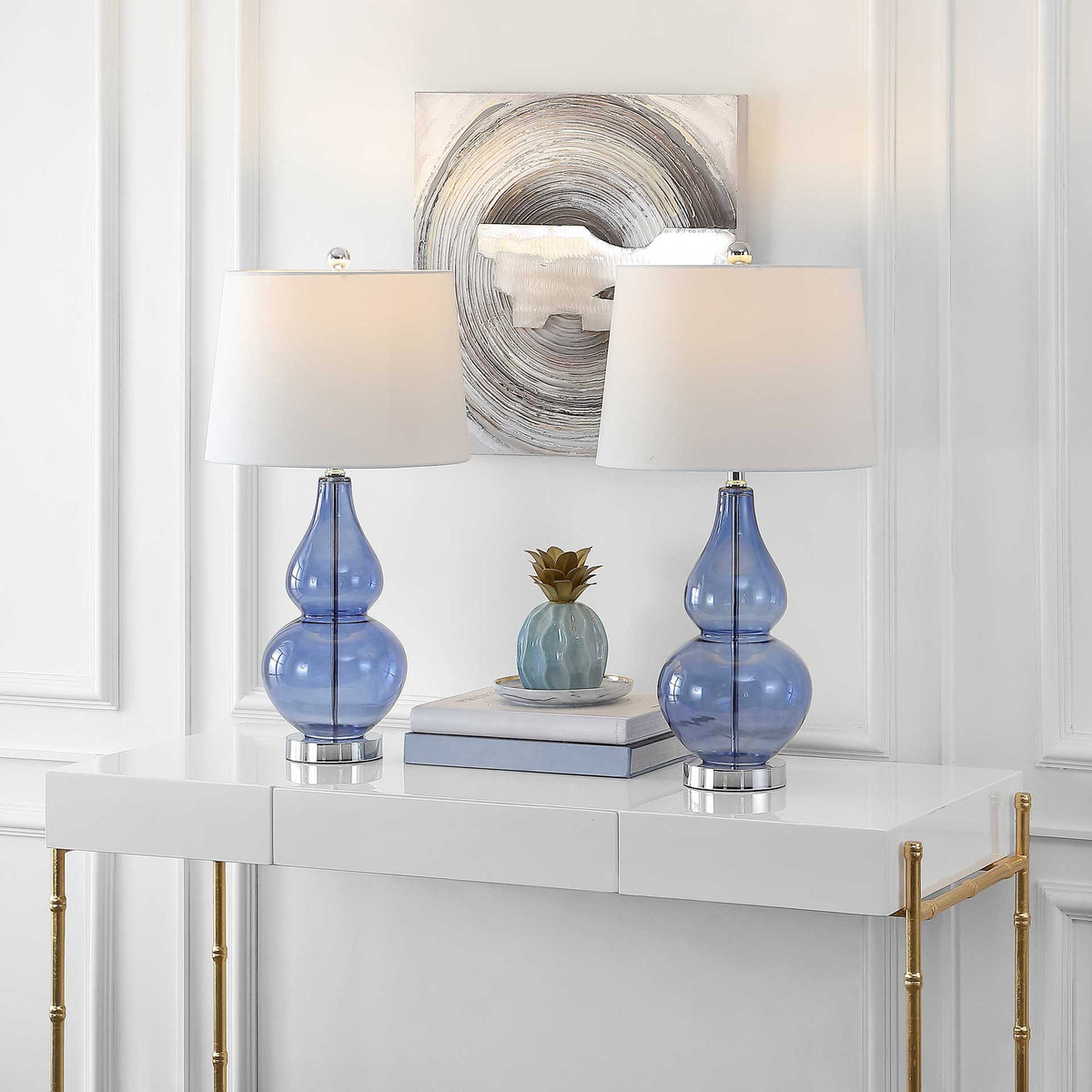 Fresca Table Lamps Blue/Chrome (Set of 2)