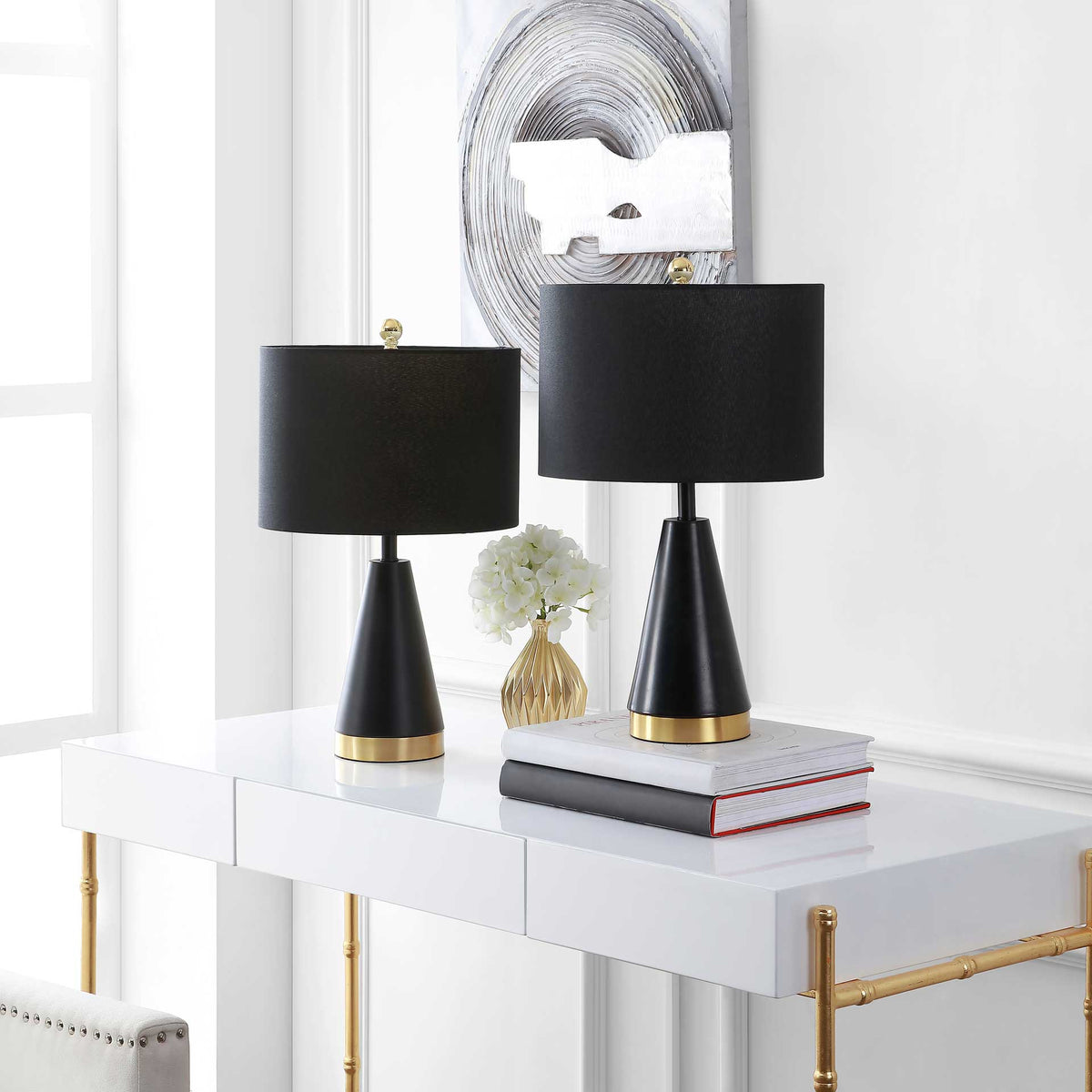 Pearl Table Lamps Black/Brass Gold (Set of 2)