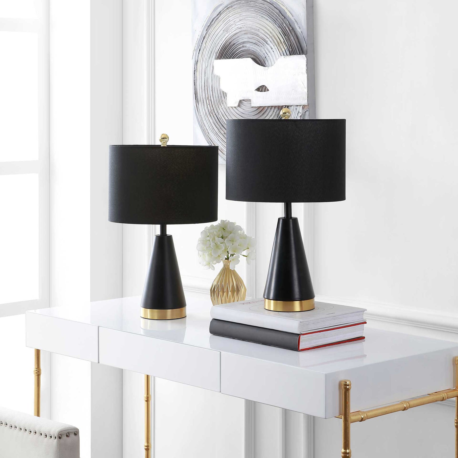 Pearl Table Lamps Black/Brass Gold (Set of 2)
